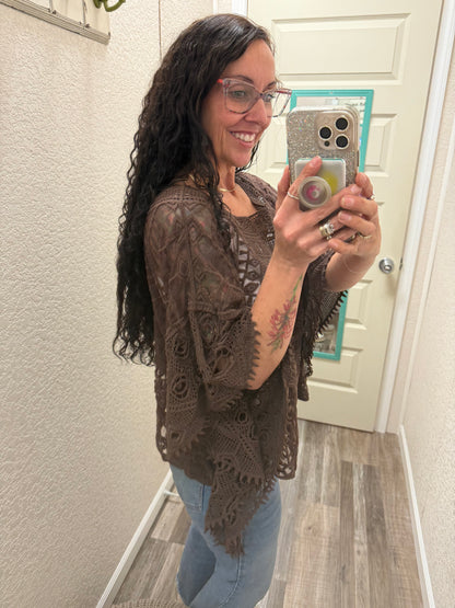 Brown Anastasia One Size Crochet Overlay