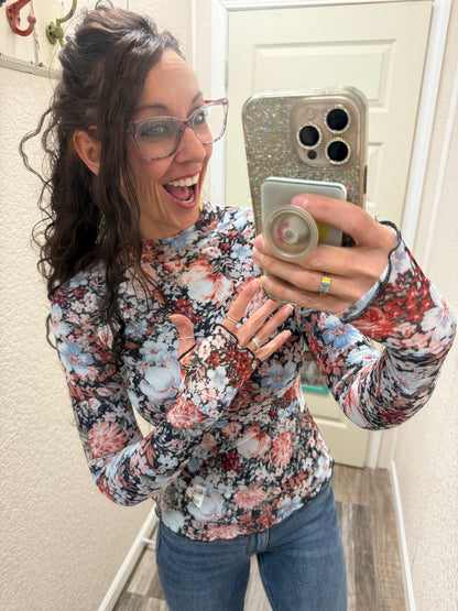 Charming Mesh Top With Thumbholes