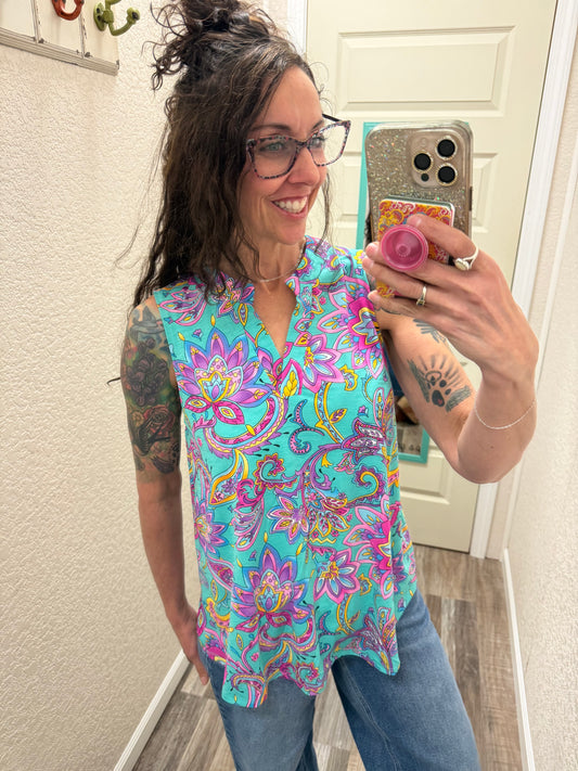 Lizzy Mint Floral Tank
