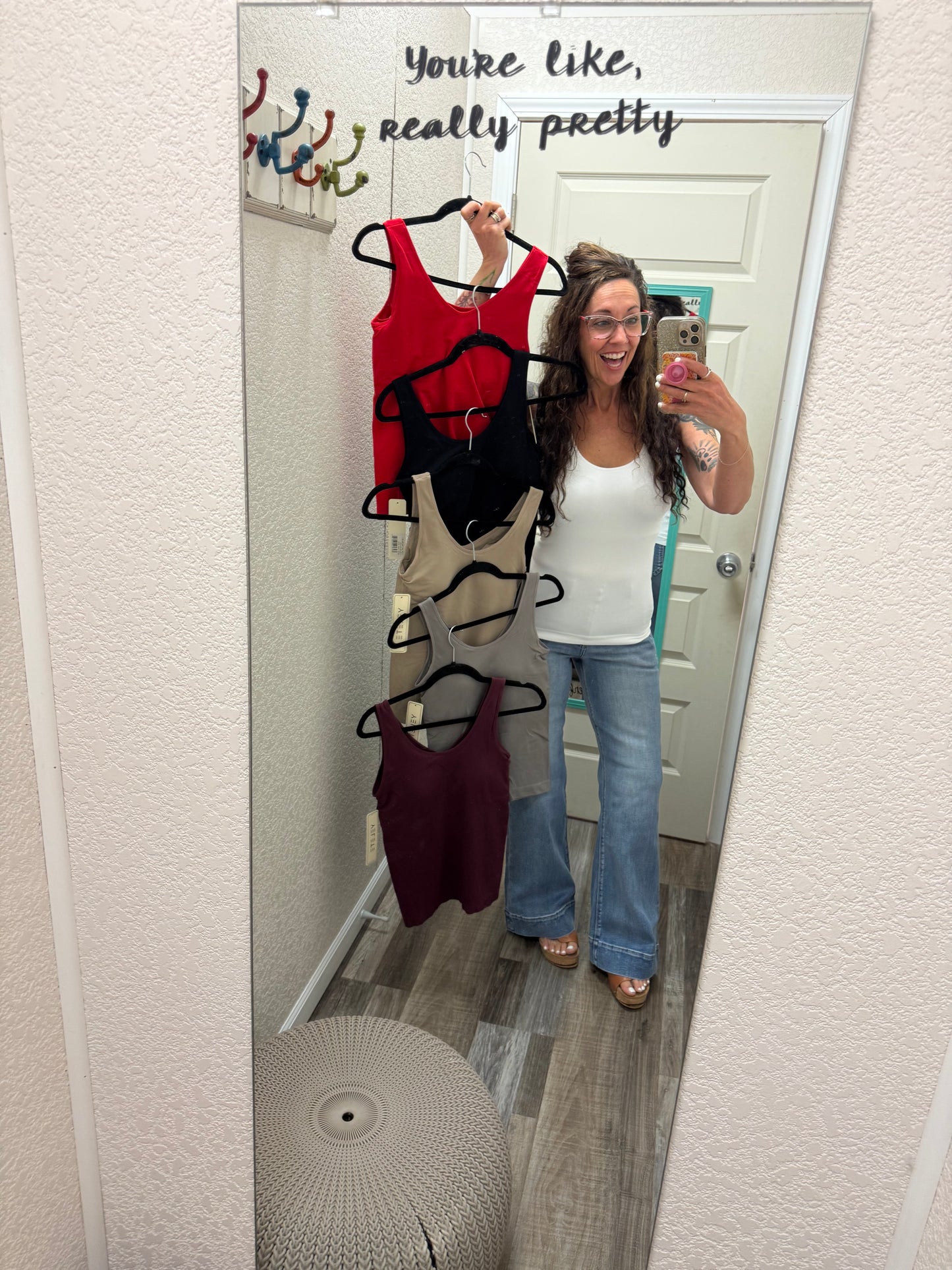 Built in Bra Reversible V or U neck Second Skin Tank - One Size