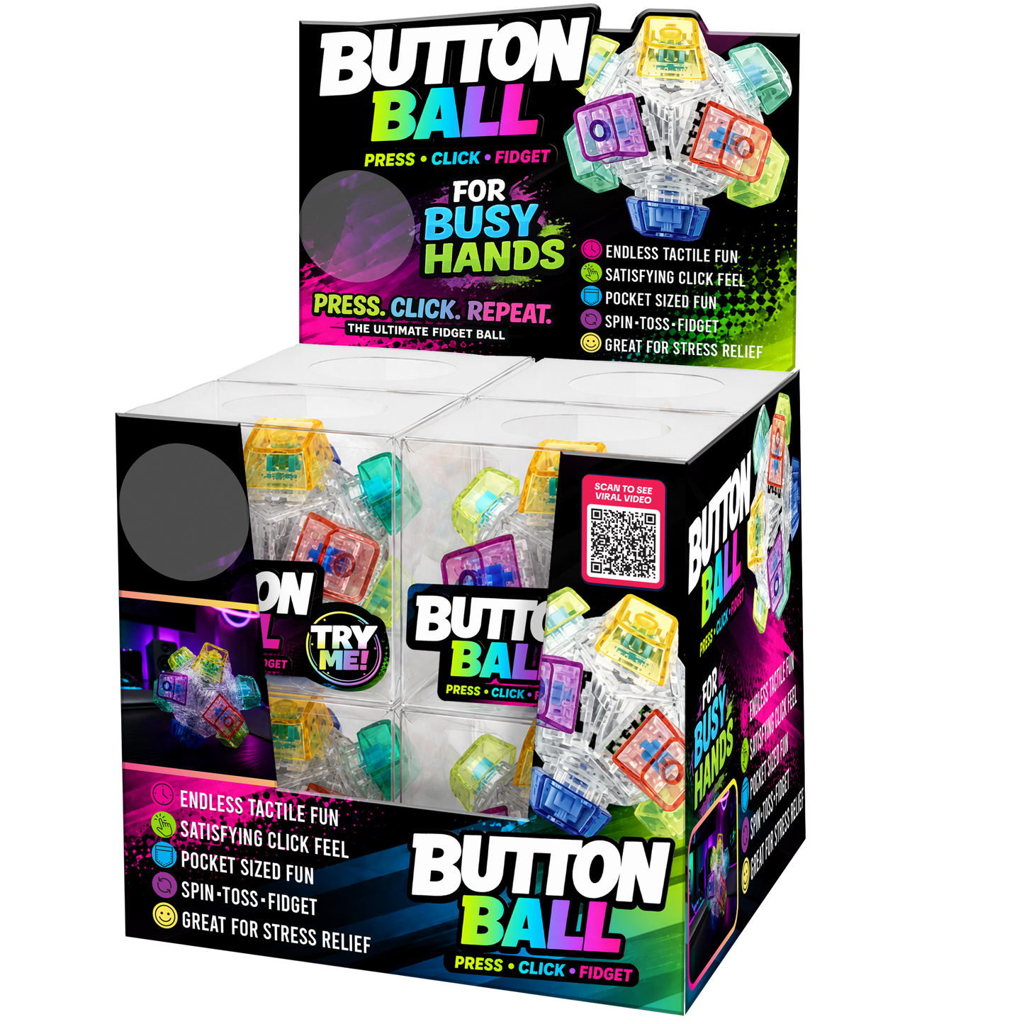 Fidget Button Ball Silicone Sensory Stress Toy