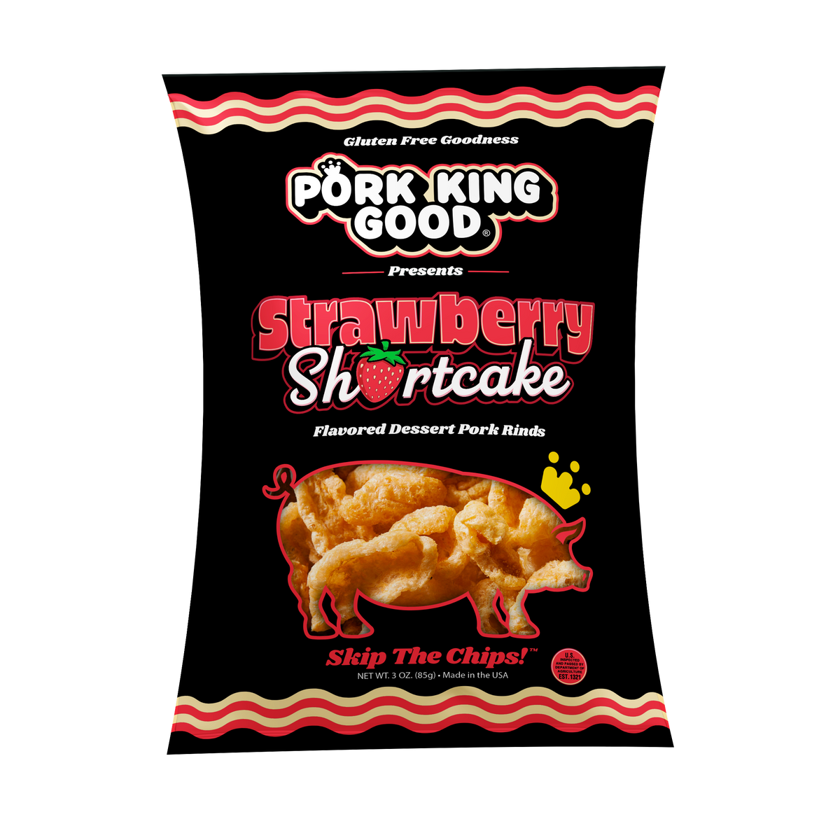 Pork King Good Strawberry Shortcake Flavored Pork Rinds 3oz