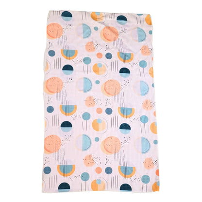 Retro Patterned Waffle Kitchen Towel With Hanging Loop