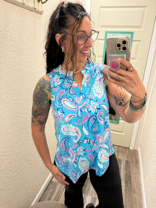 Lizzy - Aqua Paisley - Tank