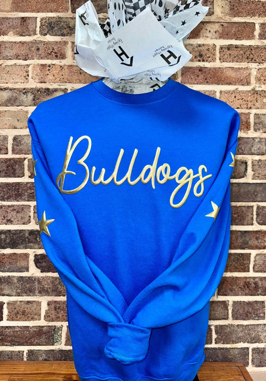 Bulldogs Gold Puffy Metallic Crewneck