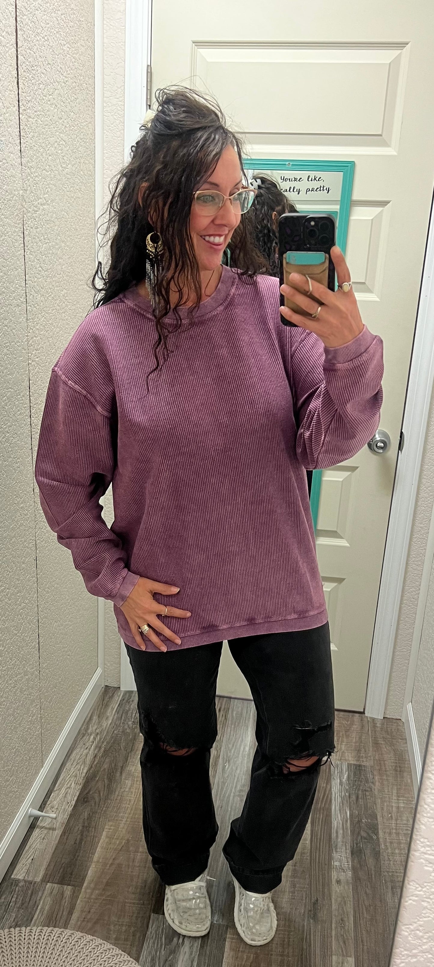 Italian Plum Luxe Corded Crew