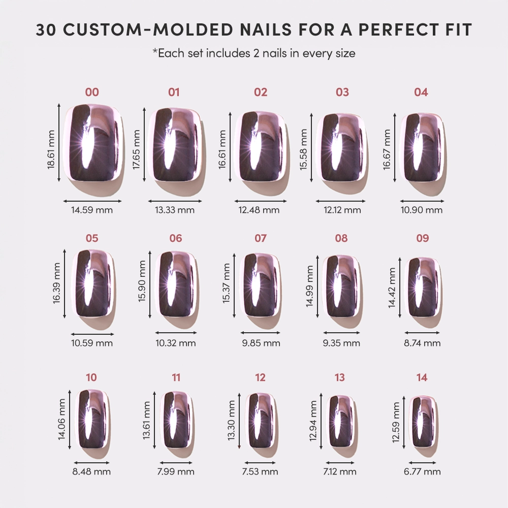 Metallic Blush Press-On Nails | Metallic Chrome Blush Nails