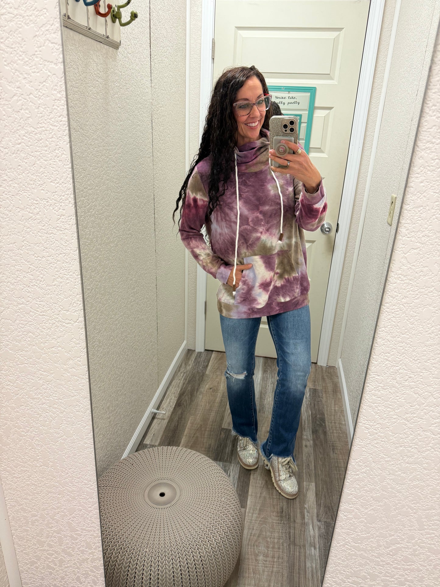 Sky Tie Dye Cowl Neck Sweatshirt