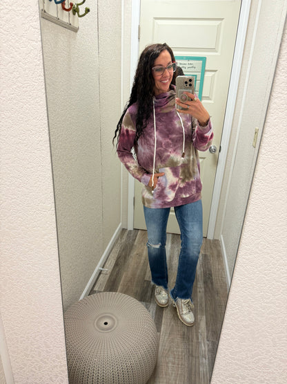 Sky Tie Dye Cowl Neck Sweatshirt