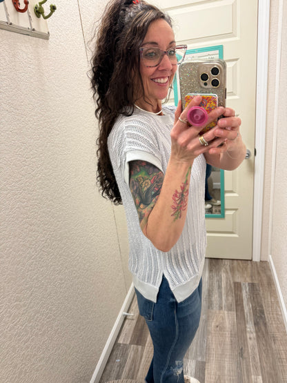 Verity Open Knit Short Sleeve Top