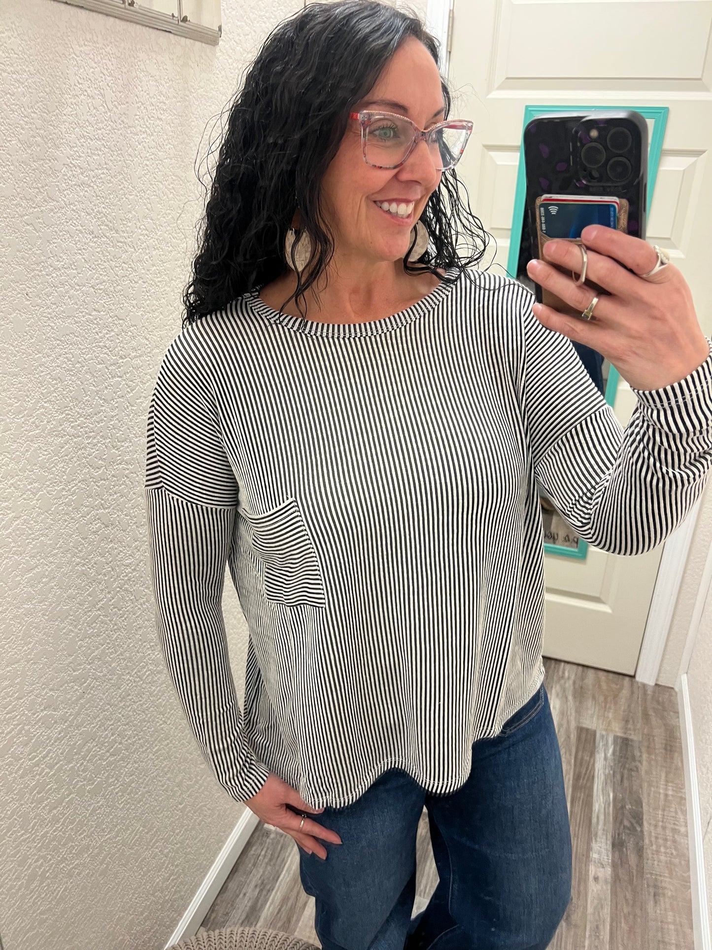 Gretchen - Black - Ribbed Long Sleeve Top