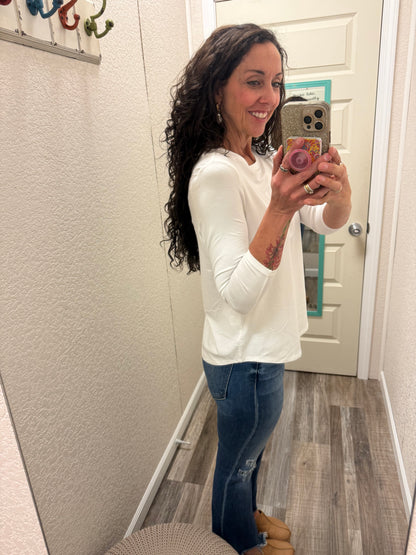 Juliana Crepe Hi Lo 3/4" Sleeve Top