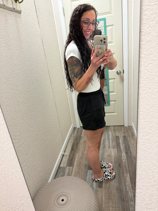 Chrissy Black Marshmallow Buttety Soft Shorts