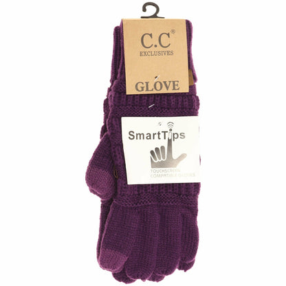 Indie Pink Solid Cable Knit CC Gloves: