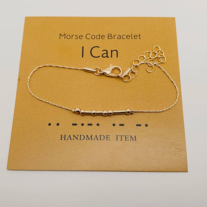 Never give up Handmade Golden Morse Code Bracelet: