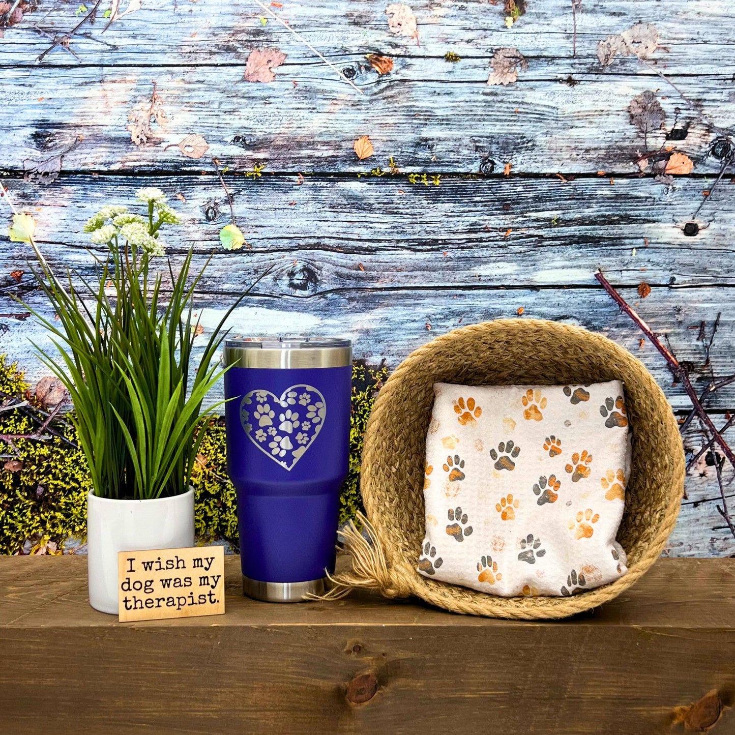 Dirty Dog Paw Prints Waffle Weave Towels -