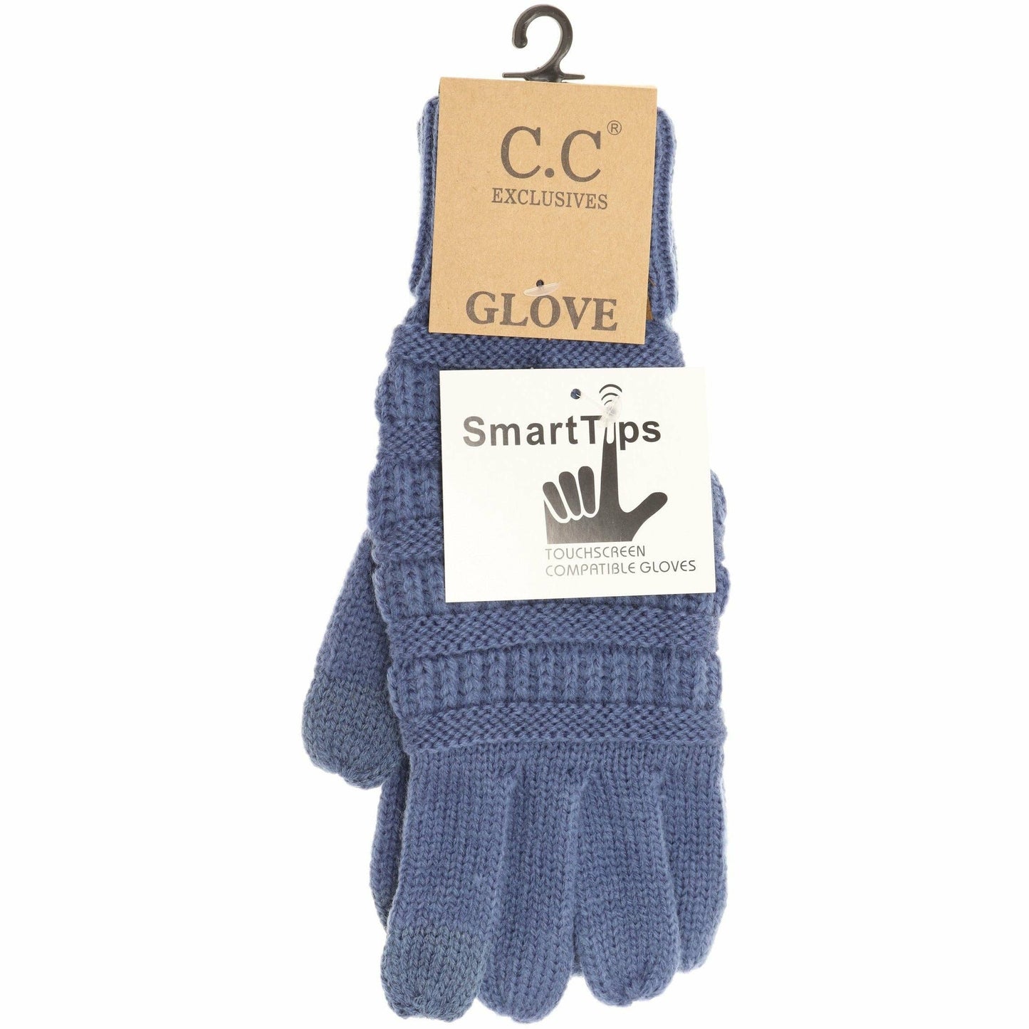 Light Grey Solid Cable Knit CC Gloves: