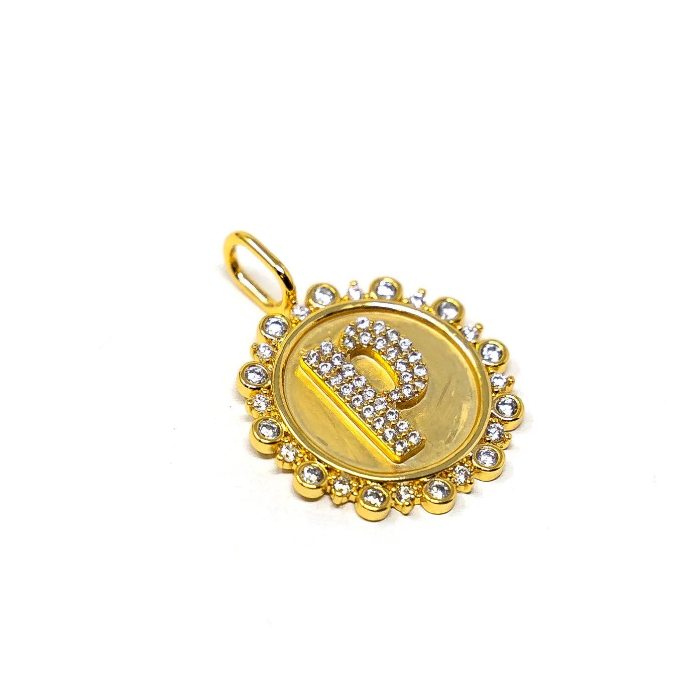 Charm Bar Vintage Coin Initial Charm: Gold