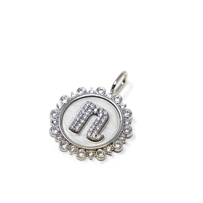 Charm Bar Vintage Coin Initial Charm: Silver