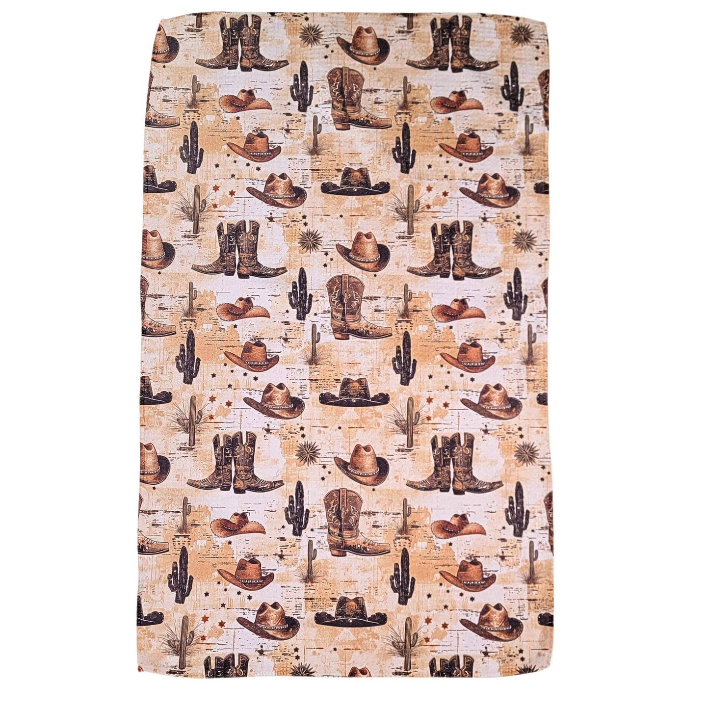 Western Cowboy Boots & Hat Waffle Weave Towels - Home Decor