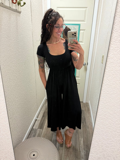 Jump Jump - Short Sleeve Cropped Jumpsuit