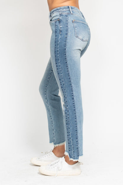Nicole Vintage Wash Fray Hem Slim Fit Judy Blue Jeans