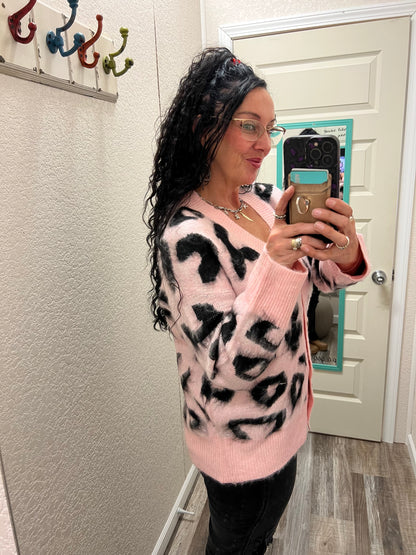 Mary Leopard V Neck Cardigan