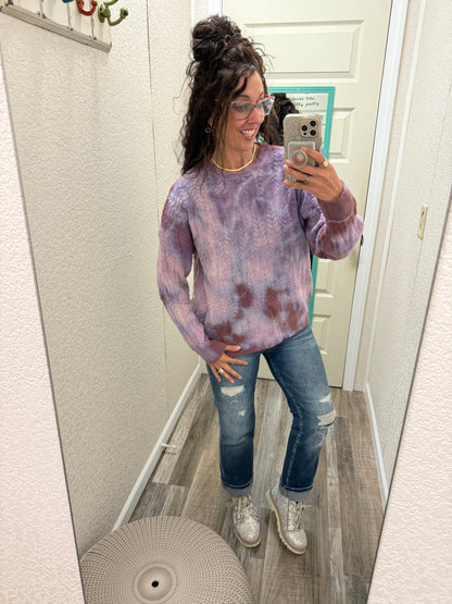 Plum Smoke Dyed Cable Knit Sweater