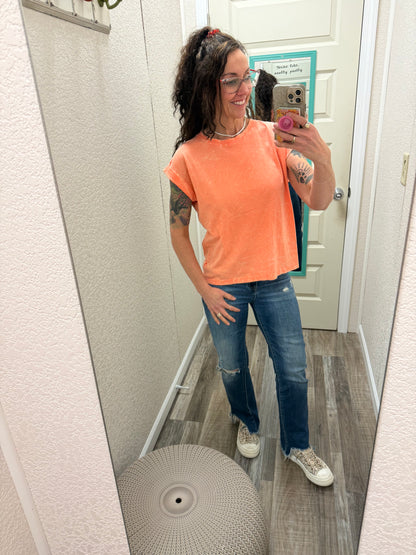 Harper Acid Wash Cuffed Tee