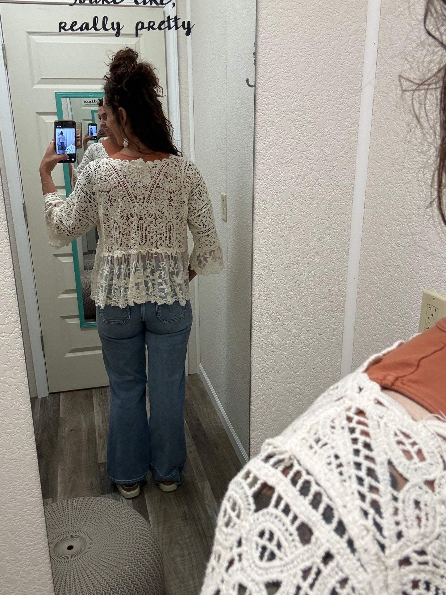 Coraline Crochet Floral Lace Cardigan: NATURAL / One Size