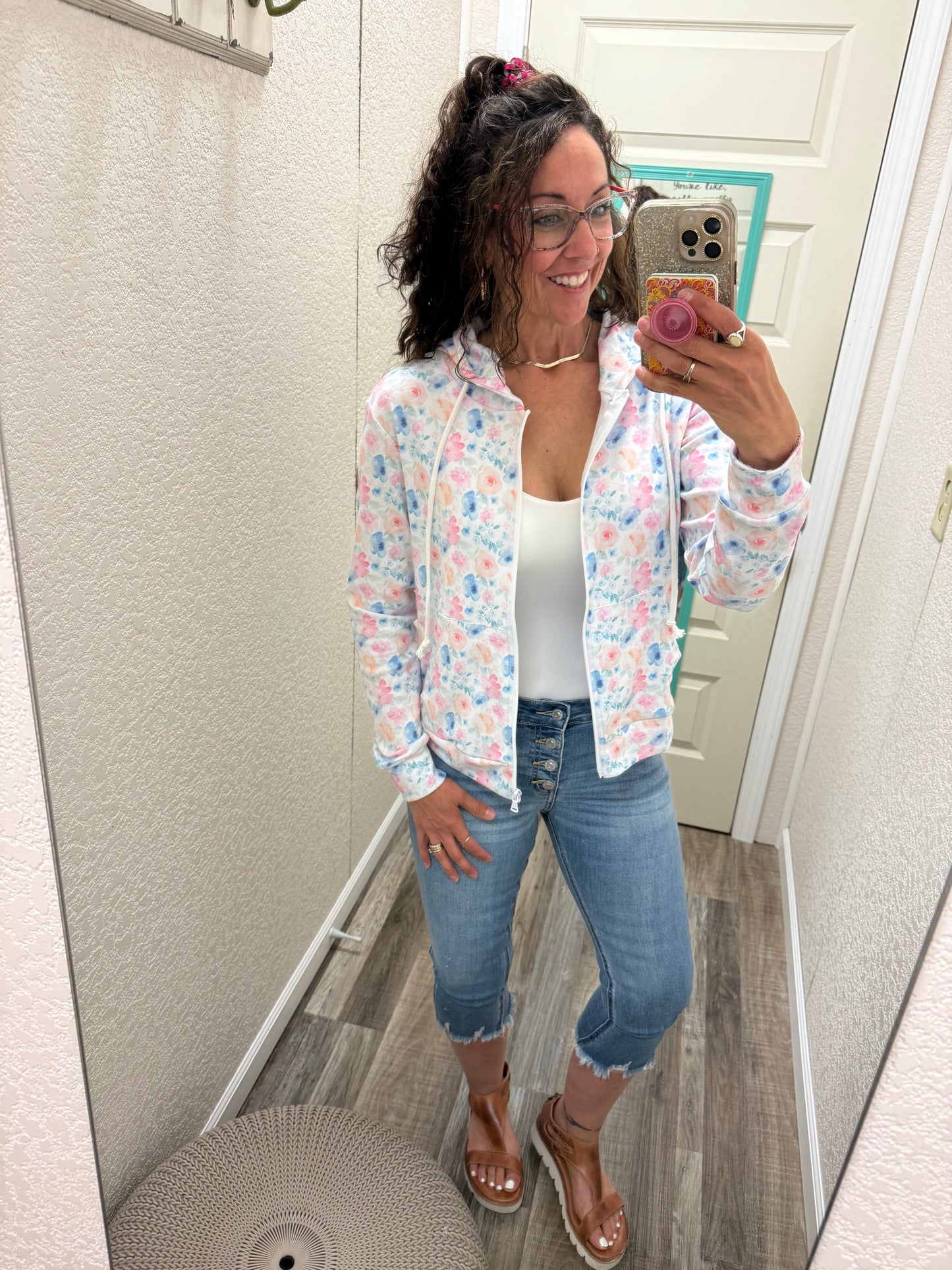 Fullzip Hoodie - watercolor floral