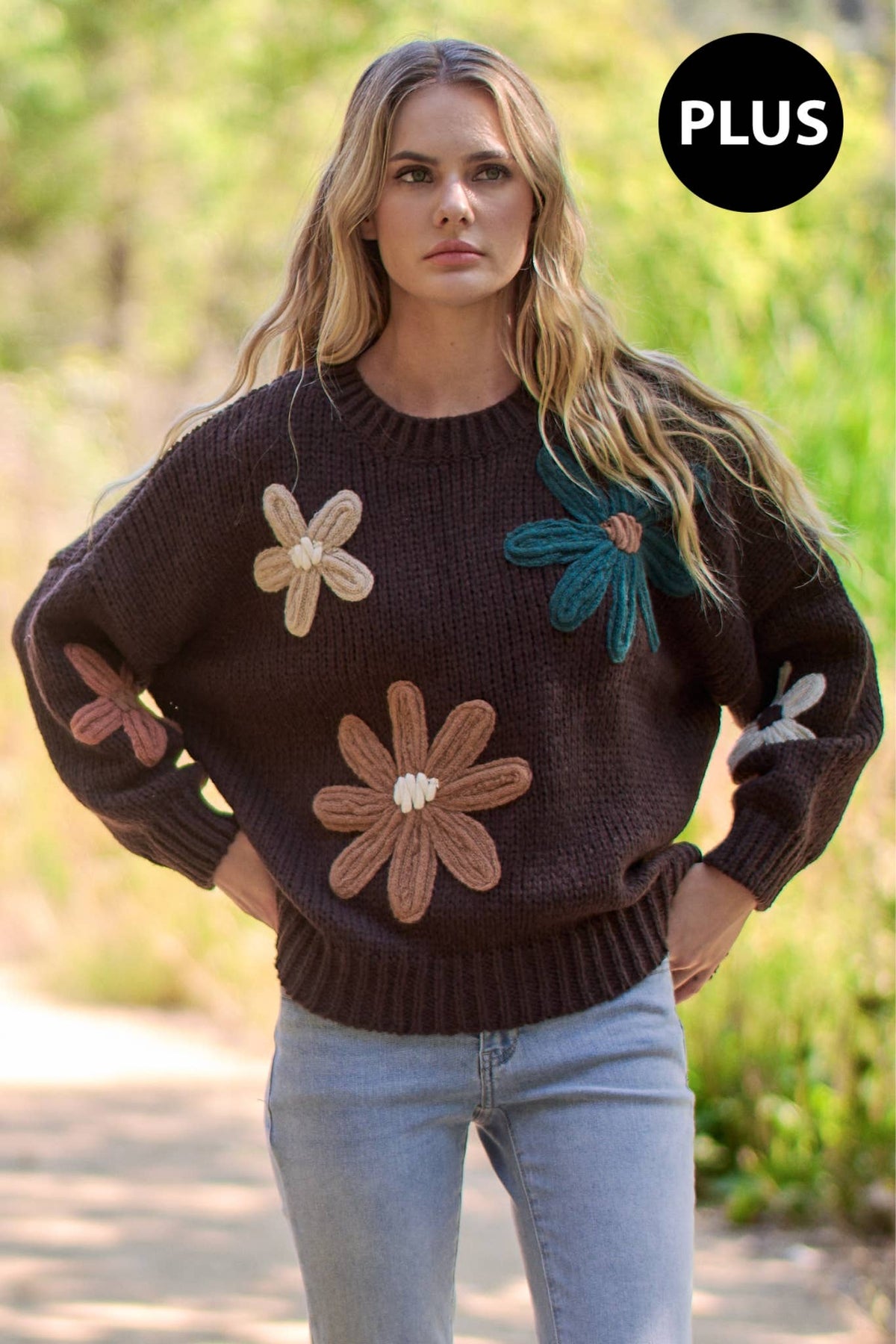 FLORAL POP KNIT SWEATER TOP
