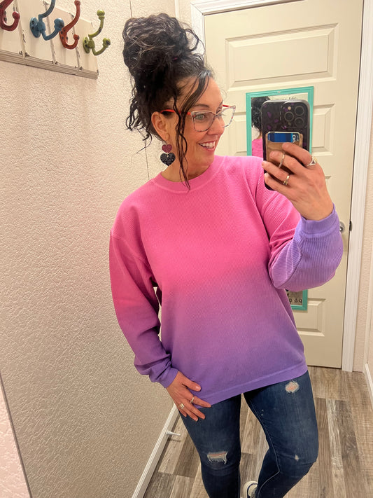 Unicorn Kisses Ombré Cozy Corded Crew