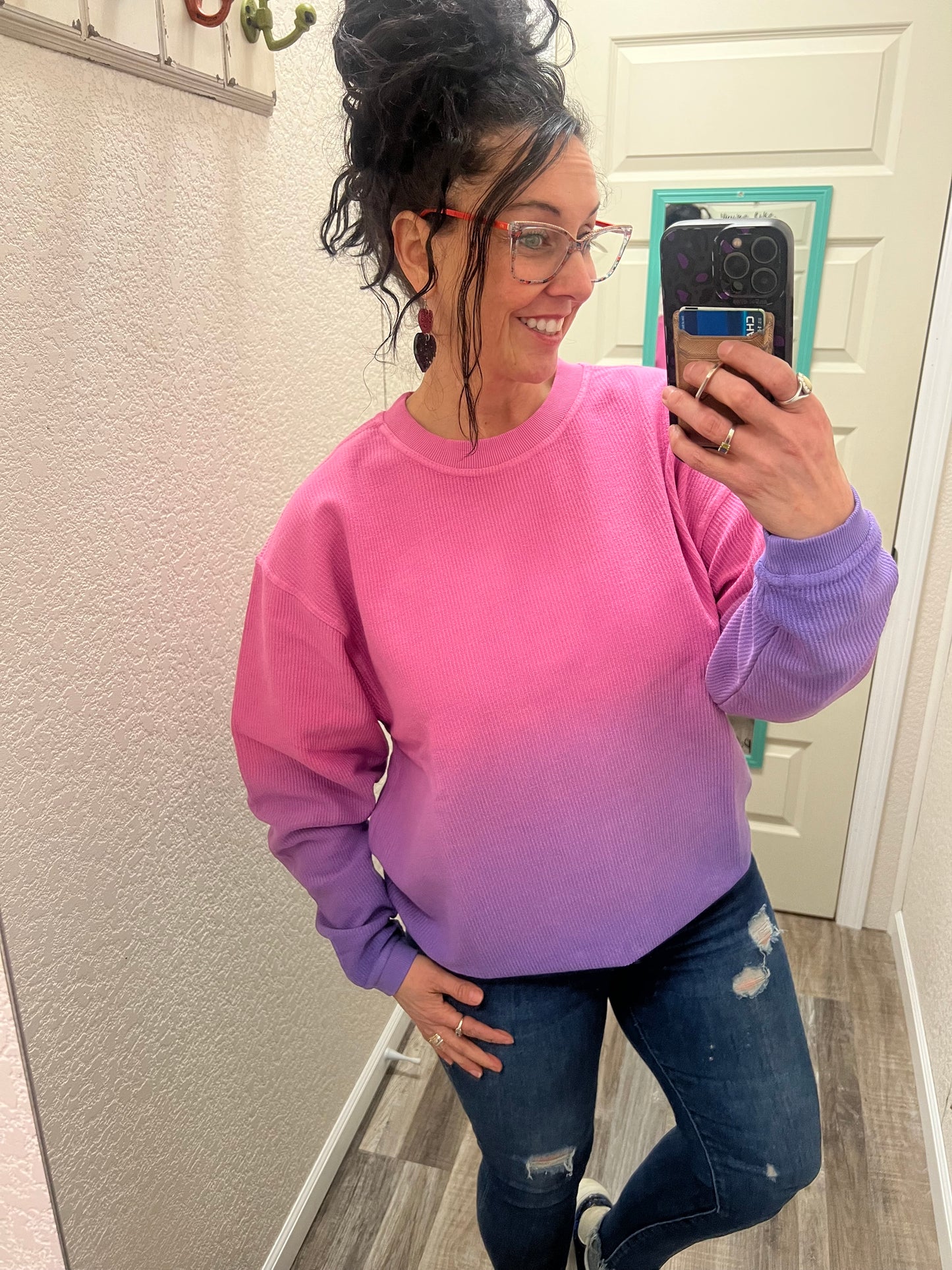 Unicorn Kisses Ombré Cozy Corded Crew