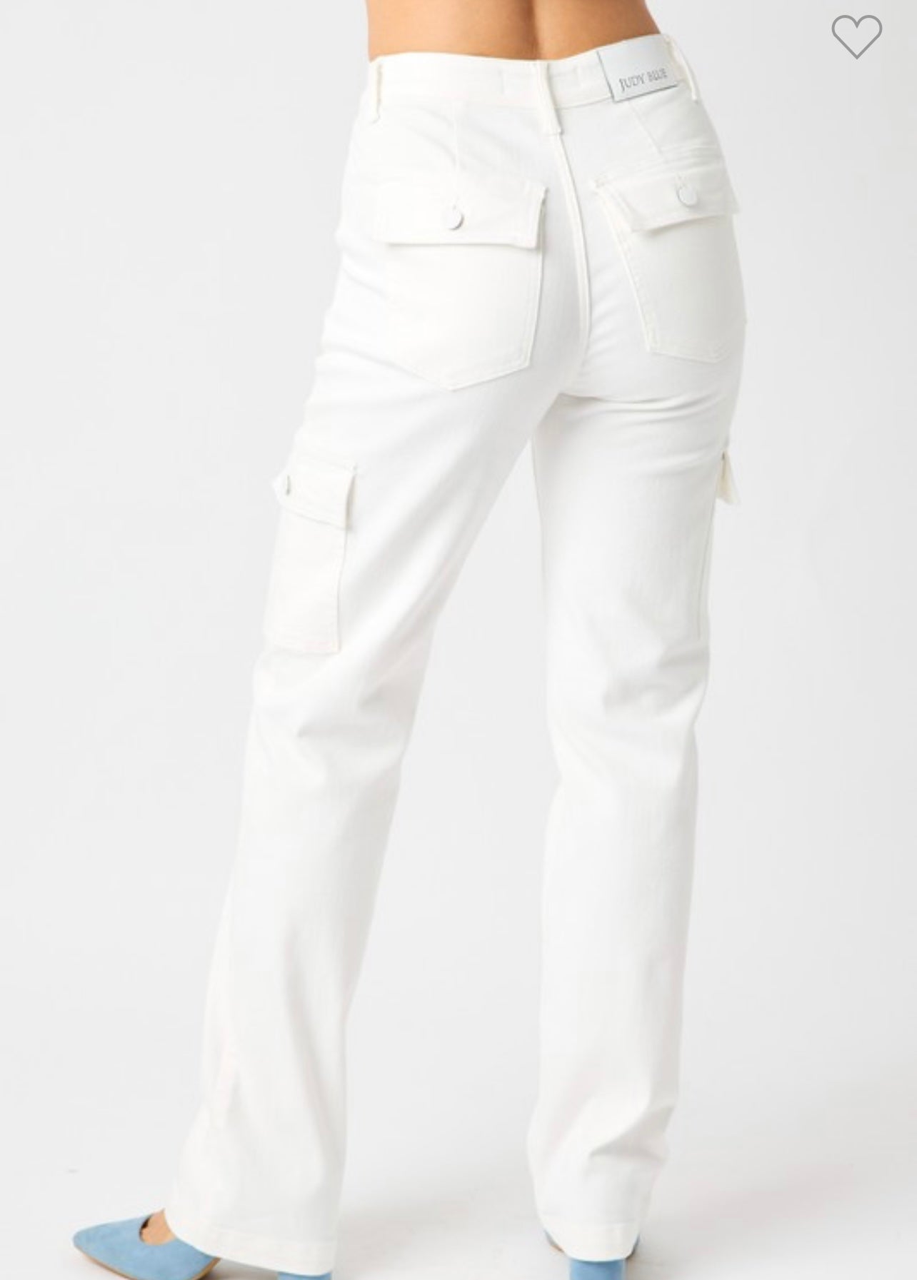 Judy Blue White High Waist Straight Cargo Jeans