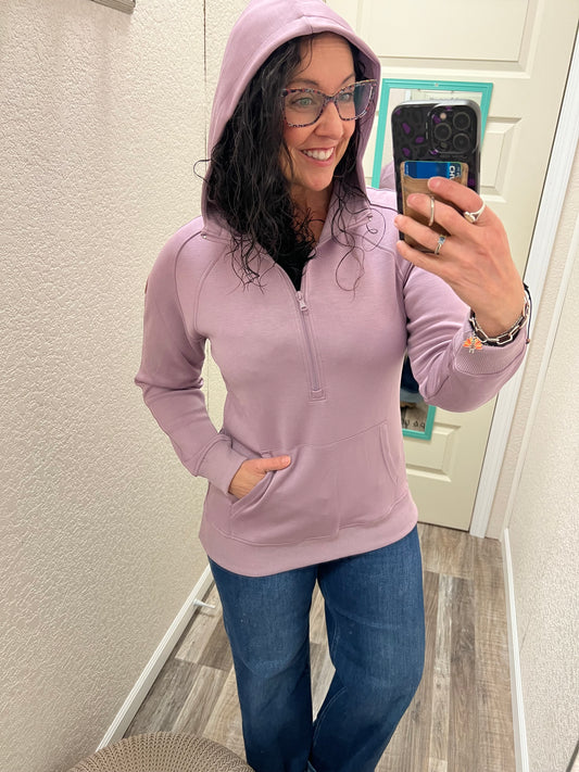 Lucy Lavender Scuba Half Zip Hoodie