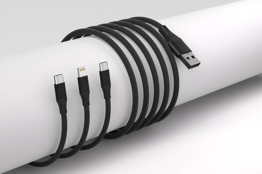 3-in-1 Black Cable For IPhone/Ipad & Android Devices