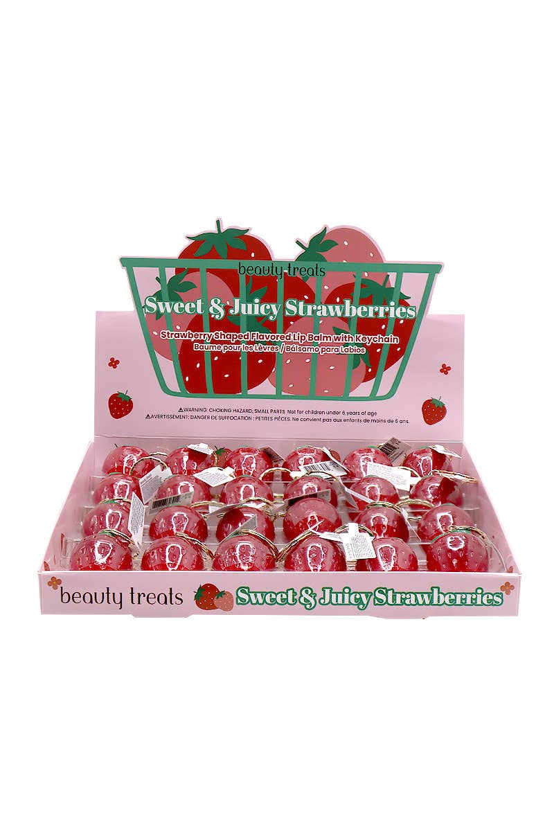 Sweet & Juicy Strawberry Lip Balm Keychain