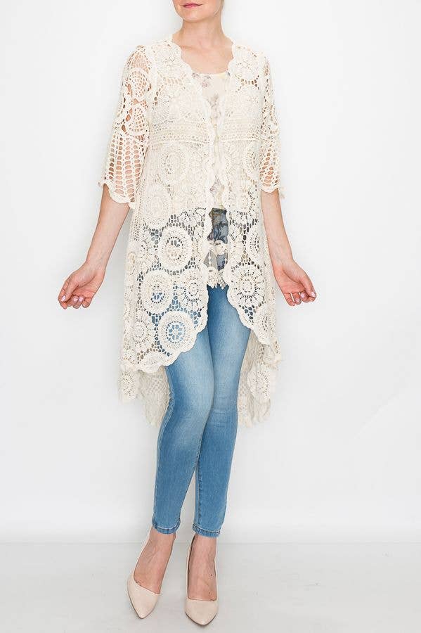 Ivory Olivia Crochet Kimono