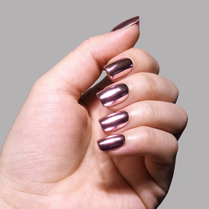 Metallic Blush Press-On Nails | Metallic Chrome Blush Nails