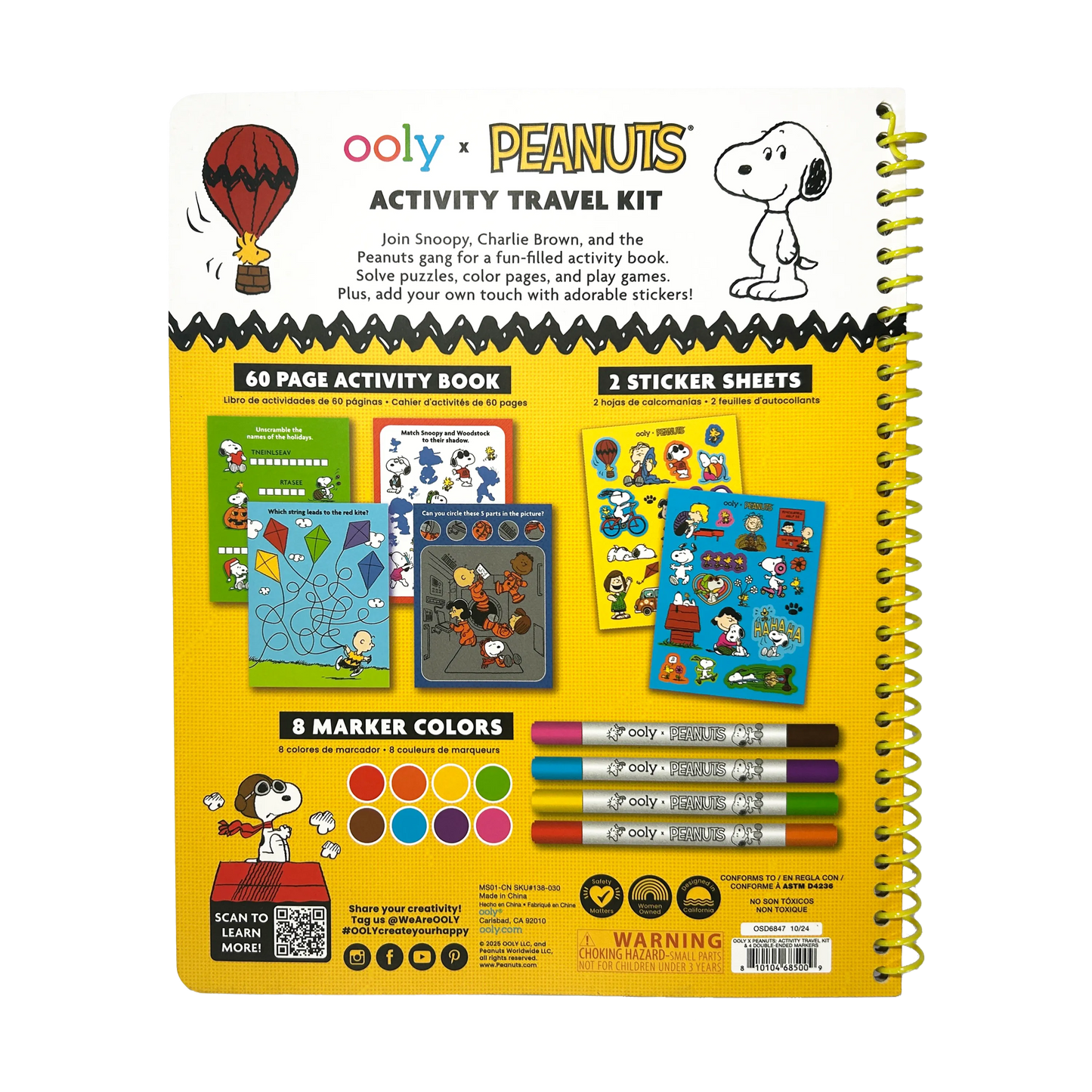 Peanuts Activity Travel Kit & 4 Double-Ended Markers