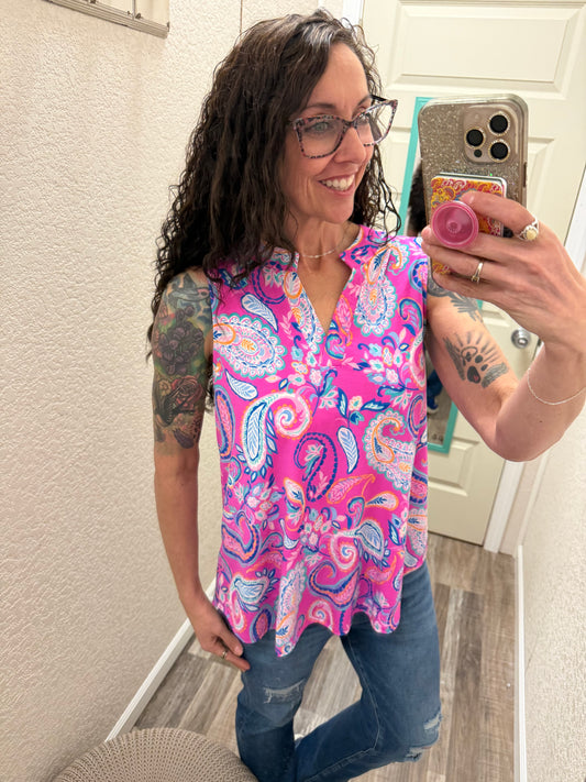 Lizzy Pink Paisley Tank