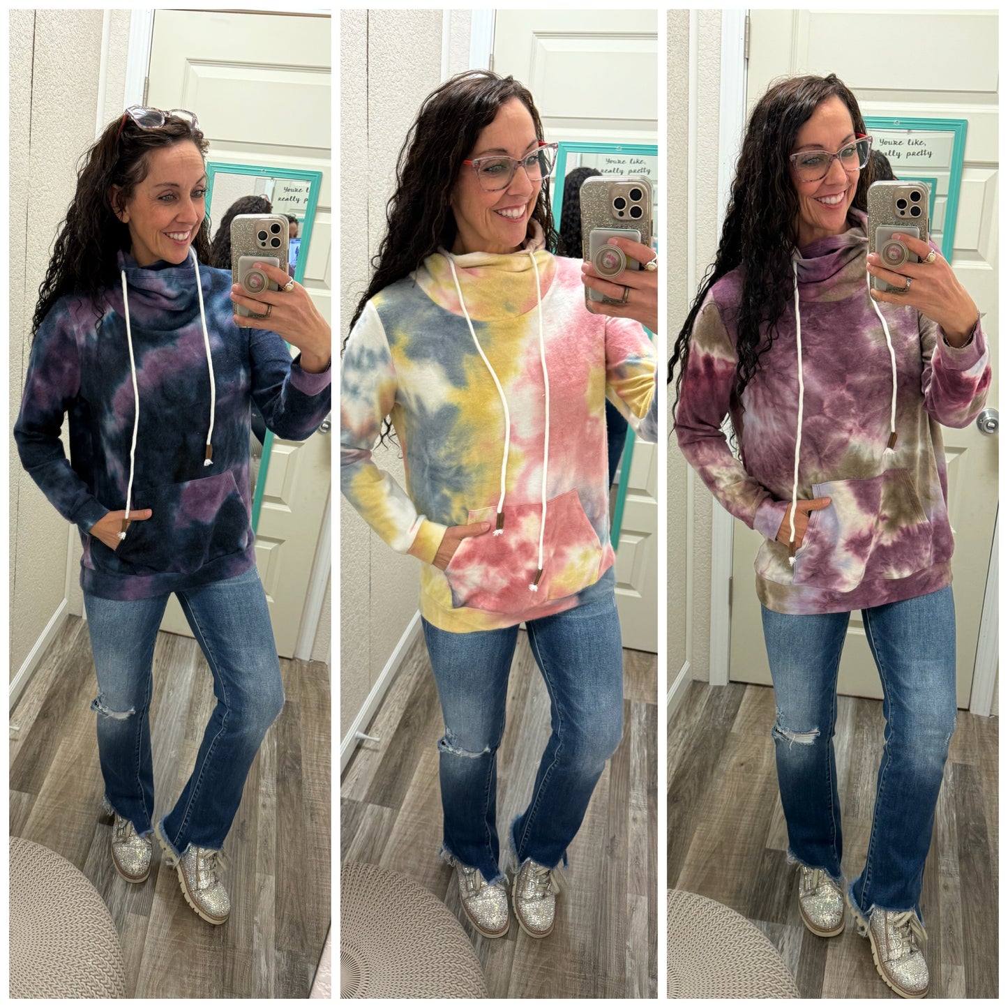Sky Tie Dye Cowl Neck Sweatshirt