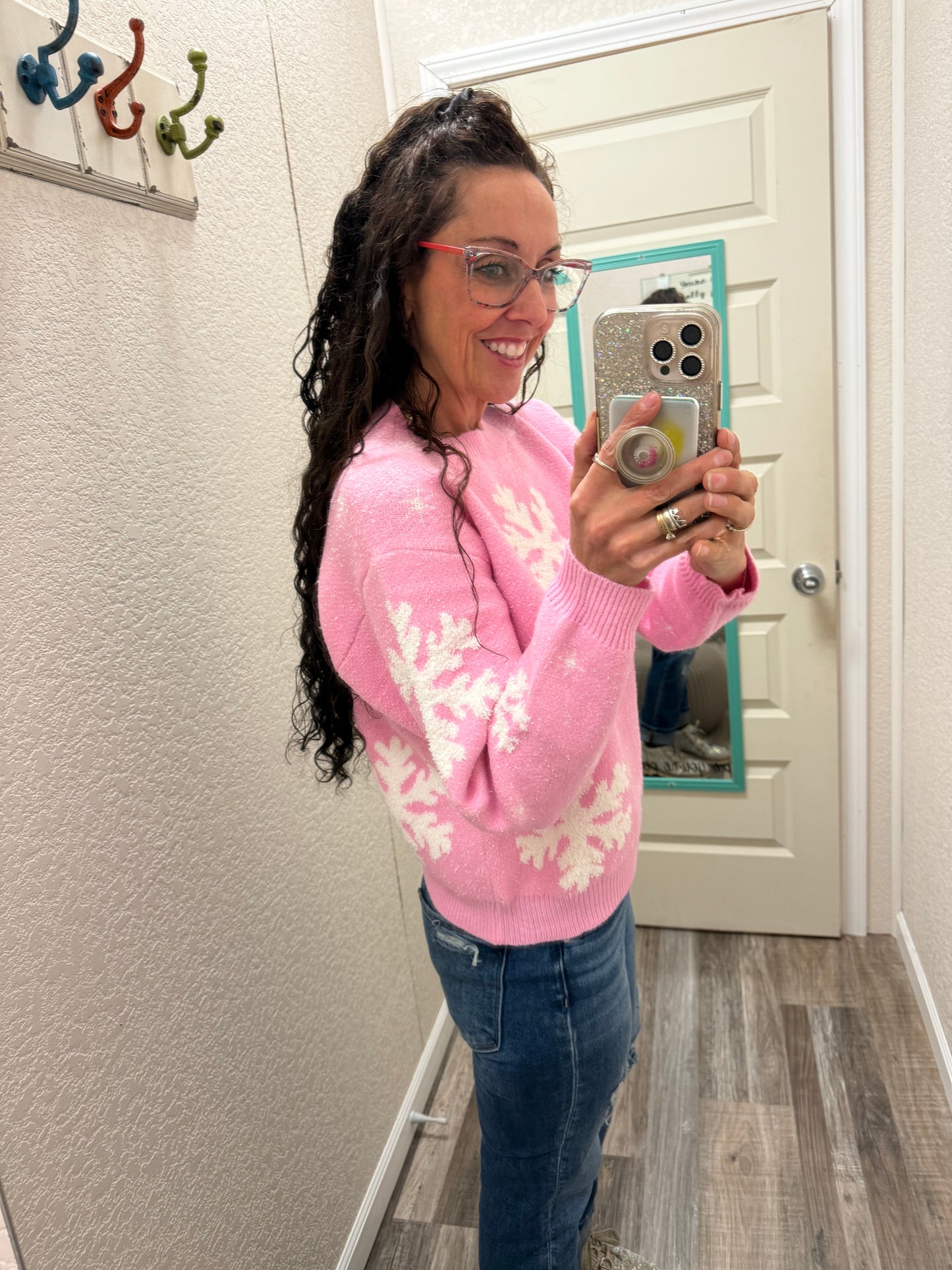 Pink Snowflakes Sweater