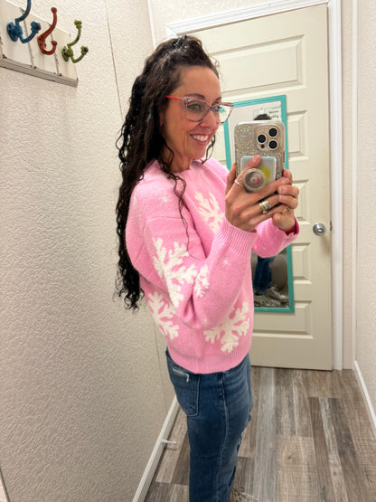 Pink Snowflakes Sweater