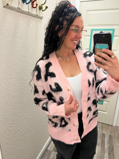 Mary Leopard V Neck Cardigan