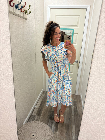 Lucia Ruffle Sleeve Dress