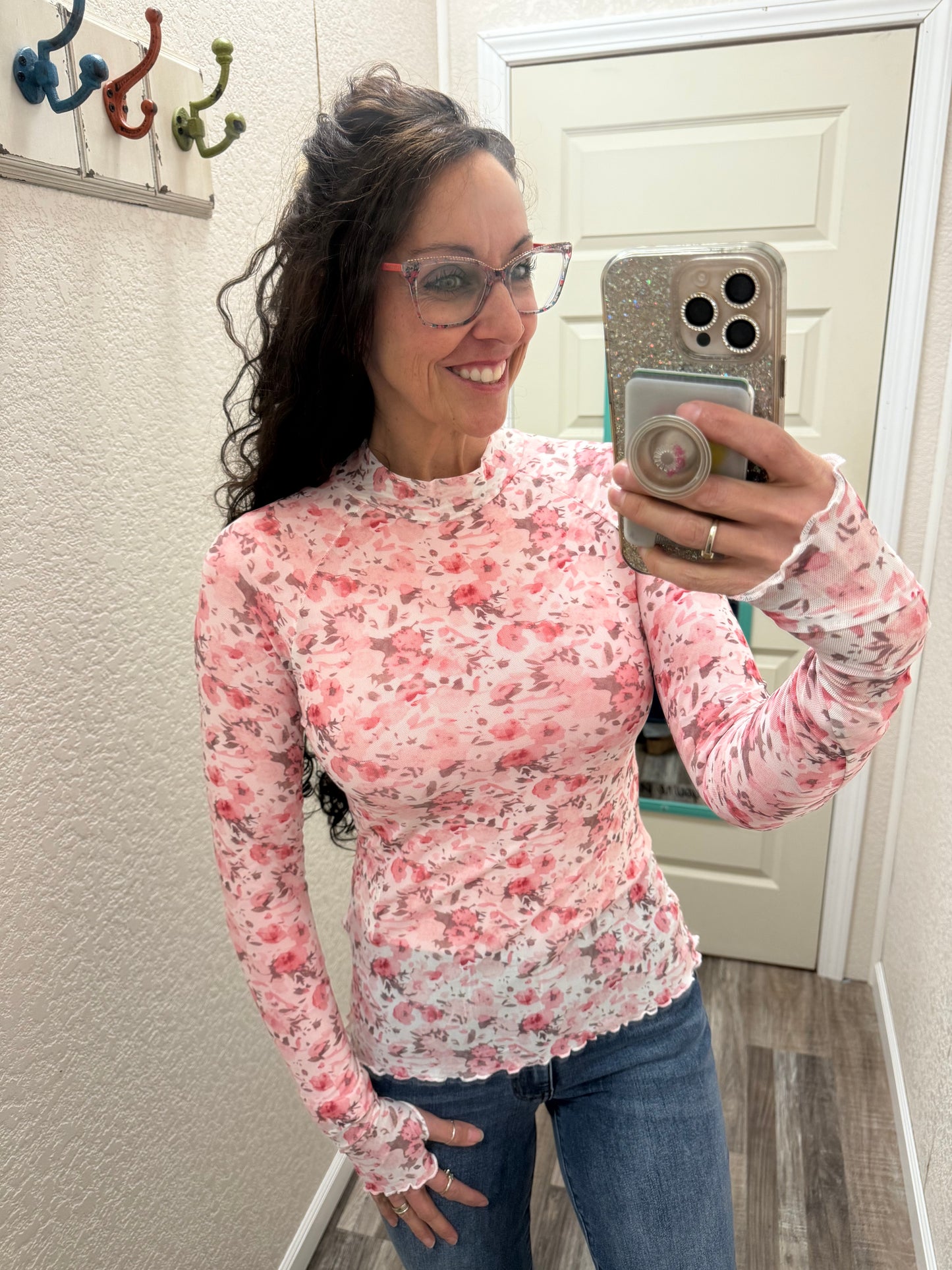 Charming Mesh Top With Thumbholes