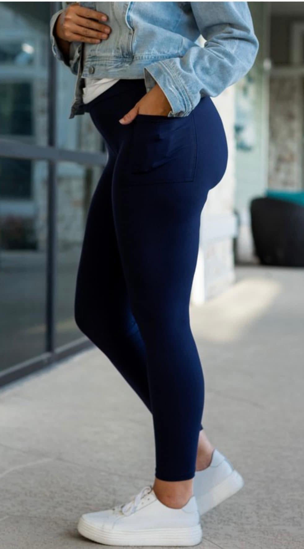 Navy Betty  Full Length Leggings with Pockets