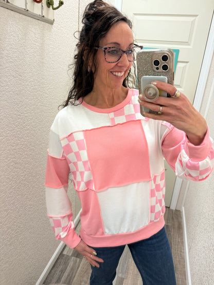 CheckMate Print Patchwork pullover top